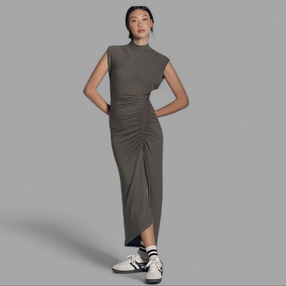 Daily Practice By Anthropologie Mock Neck Olive Women's Dress Size L